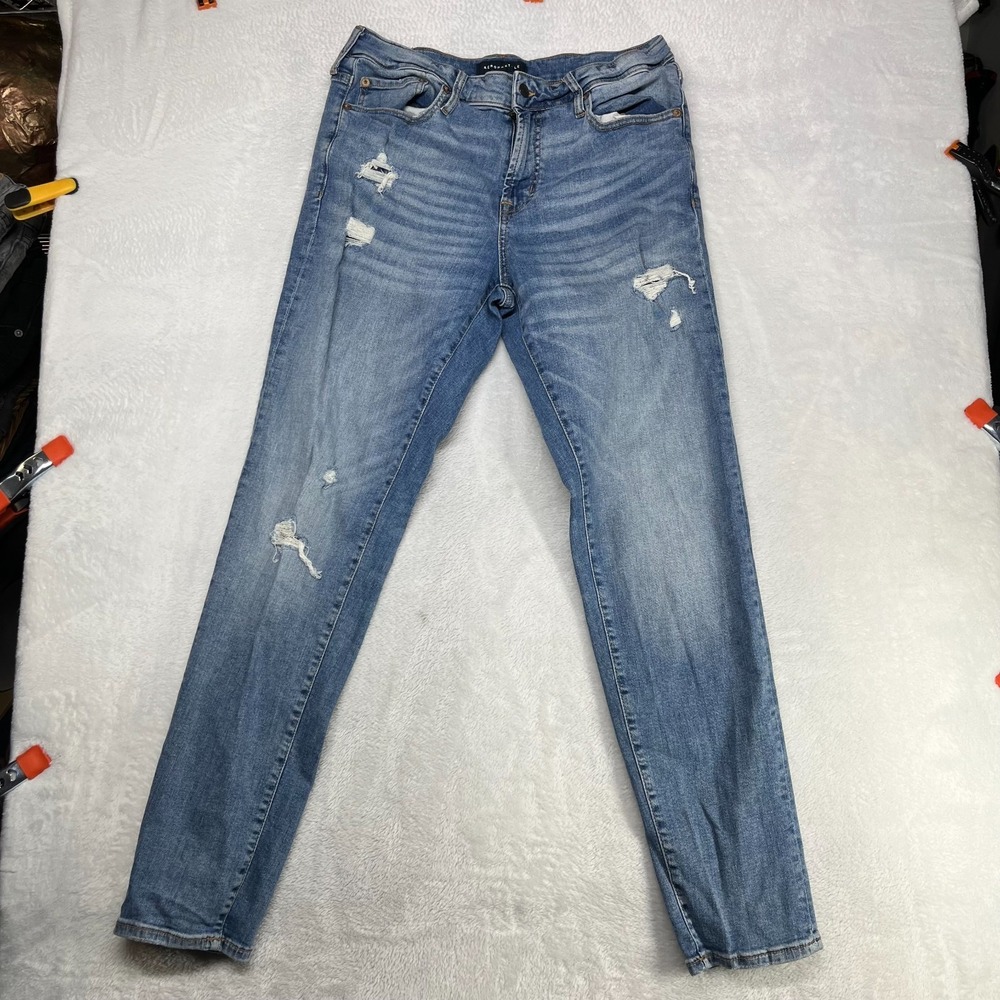 Aéropostale Athletic Skinny Jeans Men's Blue Denim Stretch Distressed - 31X30.5